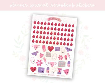 Period Tracker Decorative Planner, Journaling, Scrapbook Stickers