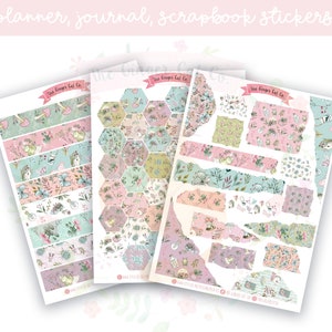 Spring Fairy Torn Paper, Washi Strips, Hexagons Decorative Bundle Journal, Scrapbook, Planner Stickers