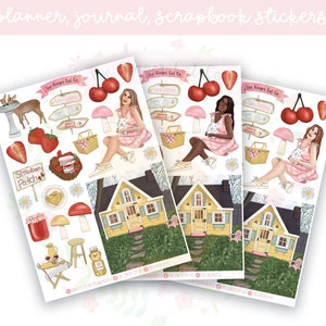 Strawberry Cottage Planner Sticker Sheet | decorative stickers | journal stickers | scrapbooking