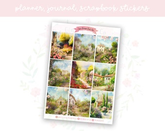 Cottage Flowers Full Boxes Decorative Journal, Scrapbook, Planner Stickers