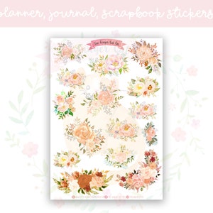 Pfirsich Blumensträuße dekorative Planer, Journaling, Scrapbook Aufkleber
