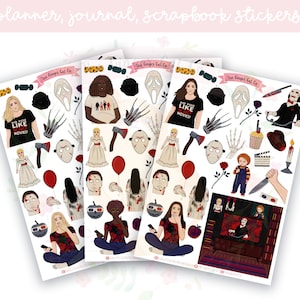 Horror Movie Night Planner Sticker Sheet | decorative stickers | journal stickers | scrapbooking