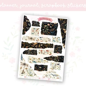 Moths & Dragonflies Torn Paper Decorative Journal, Scrapbook, Planner Stickers