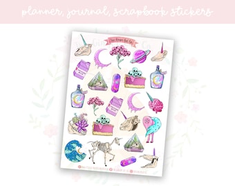 Creepy Unicorn Decorative Planner, Journaling, Scrapbook Stickers