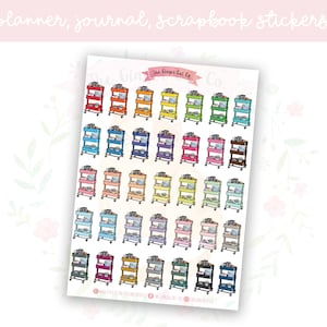 Rainbow Planner Trolley Cart Stickers | Functional and Decorative Bujo Stickers | Colorful Planner Deco | Journal Supplies & Accessories