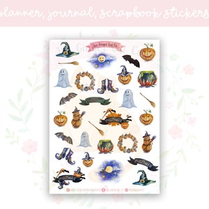 Spooky Halloween Planner Sticker Sheet | decorative stickers | journal stickers | scrapbooking