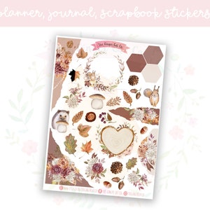 Fall Florals Mini Journal Kit Decorative Planner, Journaling, Scrapbook Stickers