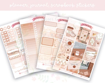 A la carte Cozy Cafe Planner Sticker Kit, Vertical Planner, Journaling, Scrapbook Stickers