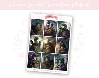 Fantasy Dragons Full Boxes Decorative Journal, Scrapbook, Planner Stickers