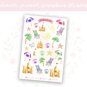Beach Day Planner Sticker Sheet | decorative stickers | journal stickers | scrapbooking