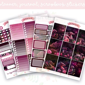 A la carte Rose Dragon Planner Sticker Kit, Vertical Planner, Journaling, Scrapbook Stickers