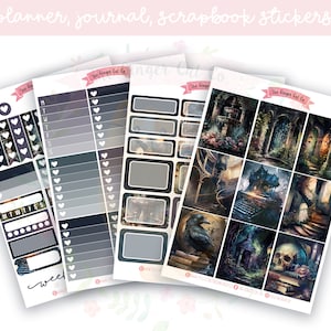 A la Carte Dark Academia Planer-Aufkleber-Kit, vertikaler Planer, Journaling, Scrapbook-Aufkleber