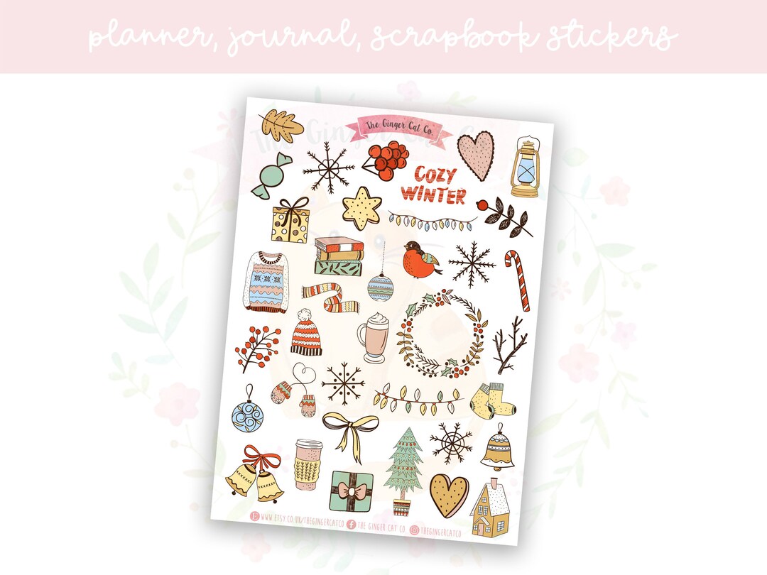 Cozy Winter Planner Sticker Sheet | Decorative Stickers | Journal ...
