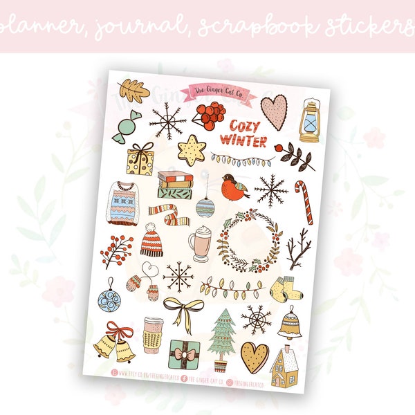 Cozy Winter Planner Sticker Sheet | decorative stickers | journal stickers | scrapbooking