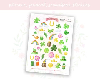 Watercolour Collection - Luck Of The Irish Decorative Planner, Journaling, Scrapbook Stickers