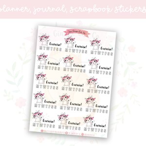 Cat Exercise Tracker Planner, Journaling, Scrapbook Stickers