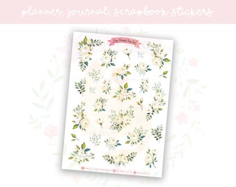 White Sakura Sticker Sheet, Bullet Journal Stickers, Planner Stickers ...