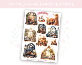 Cozy Reading Nooks Decorative Journal, Scrapbook, Planner Stickers