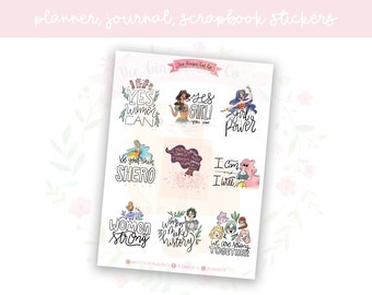 Strong Women Quotes Full Boxes Planner, Journaling, Scrapbook Stickers