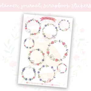 Afternoon Tea Wreath Frames Planner Sticker Sheet | decorative stickers | journal stickers | scrapbooking