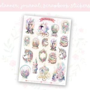 Pastel Fairytale Sticker Blatt | dekorative Aufkleber | Journal Aufkleber | für Scrapbooking