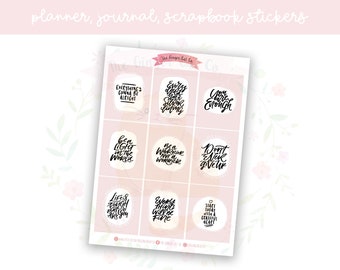 Pastel Pink Quotes Full Boxes Planner, Journaling, Scrapbook Stickers