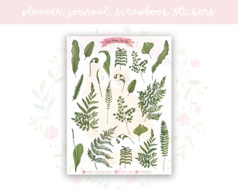 Ferns & Leaves Decorative Planner, Journaling, Scrapbook Stickers