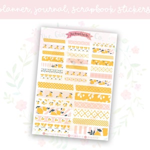 Lemons Washi Tape Planner Sticker Sheet | decorative stickers | journal stickers | scrapbooking