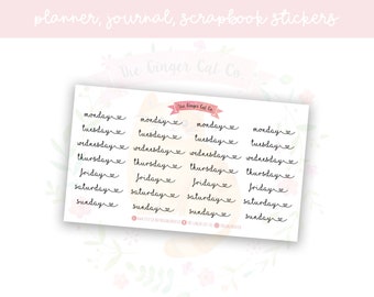 Days Of The Week Script Planner, Journaling, Scrapbook Stickers