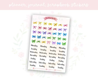 Watercolour Bow Date Covers Decorative Planner, Journaling, Scrapbook Stickers