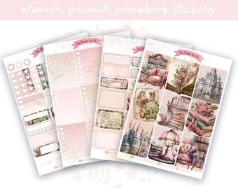 A la carte Pink College Planner Sticker Kit, Vertical Planner, Journaling, Scrapbook Stickers