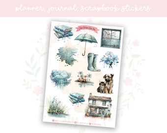 Rainy Spring Set 1 Planner, Journaling, Scrapbook Stickers