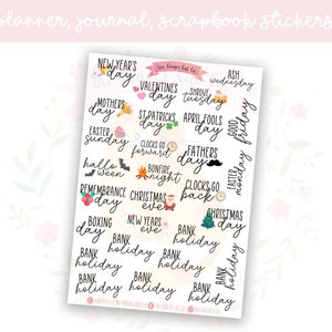 Holidays Script Decorative Journal, Scrapbook, Planner Stickers