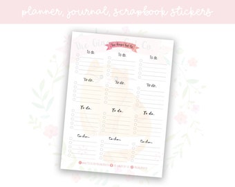 Simple Black and White To Do Planner, Journaling, Scrapbook Stickers