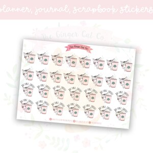 Cute Coffee Cat Planner, Journaling, Scrapbook Stickers