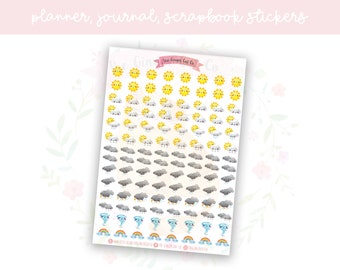 Kawaii Weather Planner, Journaling, Scrapbook Stickers