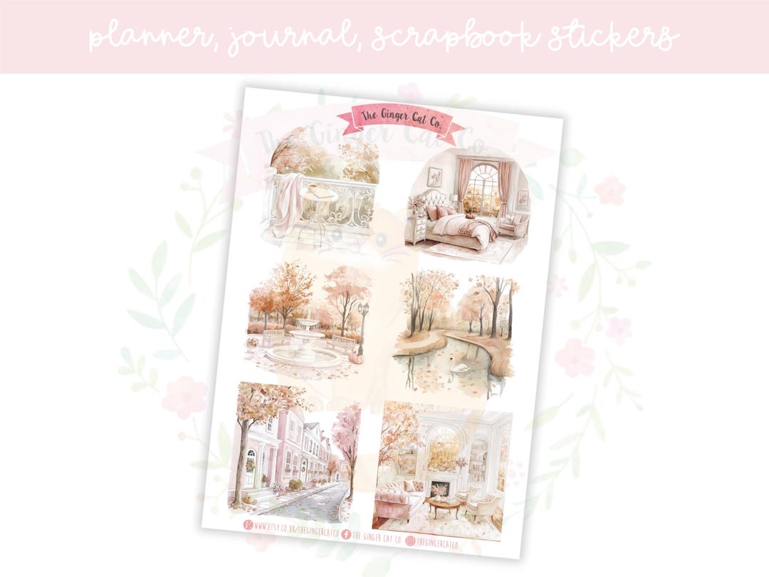 Pretty Fall Scenes Planner Sticker Sheet | Decorative Stickers ...