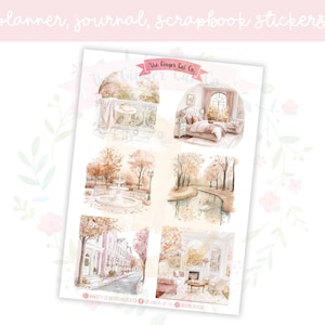 Pretty Fall Scenes Planner Sticker Sheet | decorative stickers | journal stickers | scrapbooking