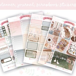 Cottage Core Planer Sticker Kit, vertikaler Planer, Journaling, Scrapbook Aufkleber