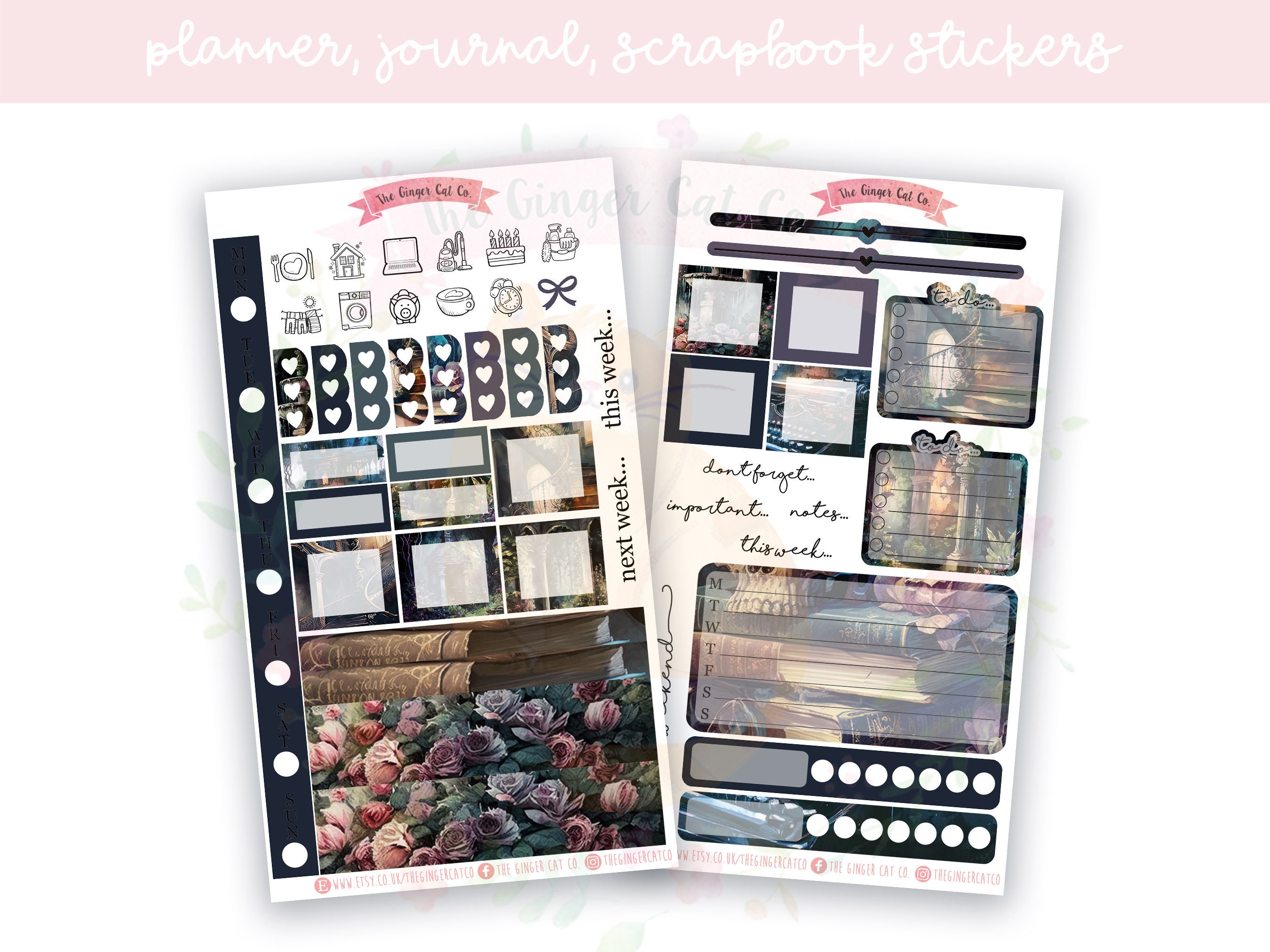 Dark Academia Deco Box Stickers 4 Sizes A5 Hobonichi, B6 Common Planne–  Planner Press