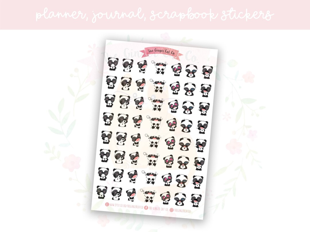 Panda Emoticon Decorative Planner, Journaling, Scrapbook Stickers - Etsy