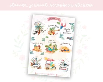 Summer Quotes Full Boxes Planner, Journaling, Scrapbook Stickers