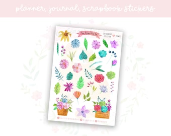 Watercolour Collection - Flowers Decorative Planner, Journaling, Scrapbook Stickers