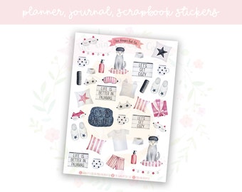 Cat Sleepover Planner Sticker Sheet | decorative stickers | journal stickers | scrapbooking