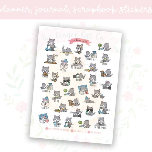Cute Wolf Does Chores Planner Journaling Scrapbook Stickers Etsy