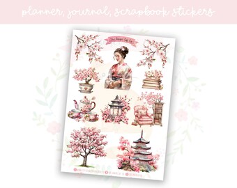 Cherry Blossom Planner Sticker Sheet Set 2 | decorative stickers | journal stickers | scrapbooking