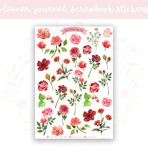 Rote Blumen Dekorative Planer, Journaling, Scrapbook Aufkleber