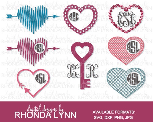 Download SALE Heart Monogram SVG dxf jpg png cut files | Etsy