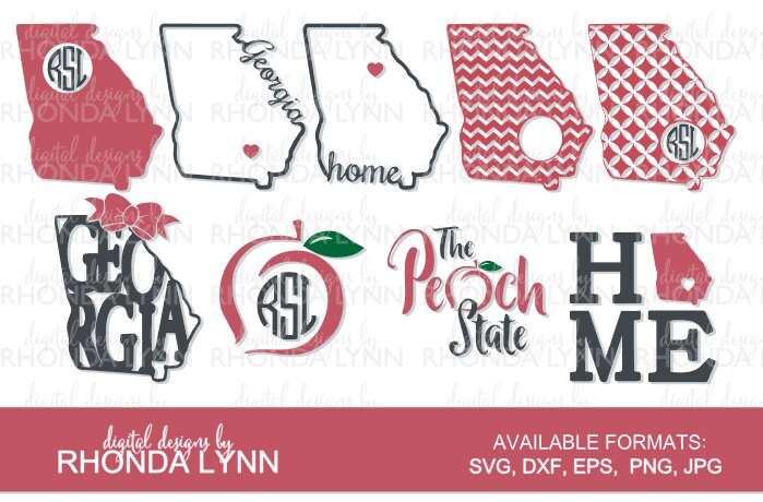 SALE! Georgia State Monogram Cut File, Georgia State SVG, dxf, png, T…