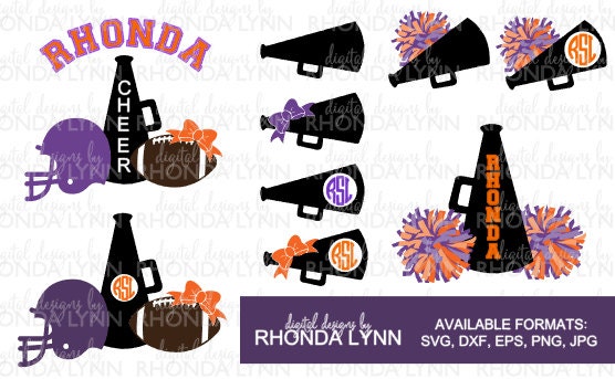 SALE! Megaphone Monogram SVG, dxf, eps, jpg, png vector cut files, Po…